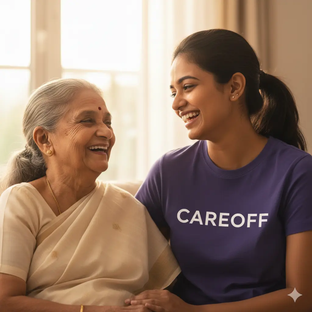 Professional caregiver helping elderly person